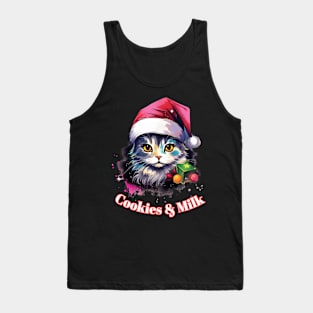 Cookies & Milk - Christmas Cat - Winter Holiday Tank Top